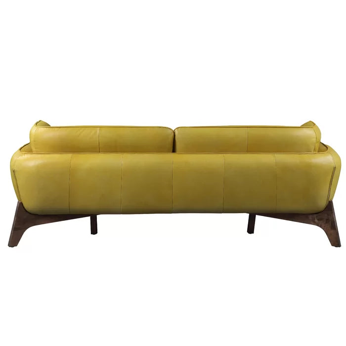 Solid Sheesham Wood & Leatherette Round Arm Sofa - Furnishiaa -  -